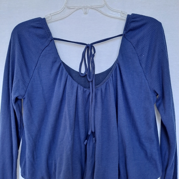 Free People We the Free Bondi Blouson Blue Thermal Crop Top szS - Picture 5 of 12